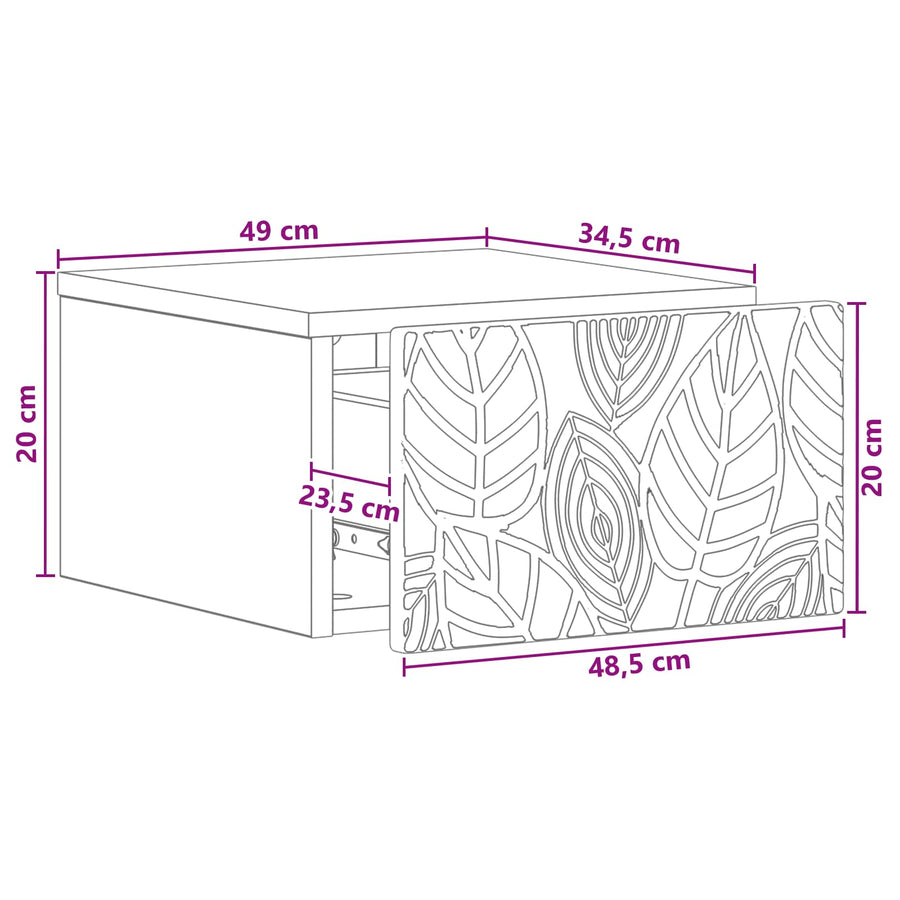 Wandbeugel Bedkast 2 pcs Oud hout 49 x 34,5 x 20 cm