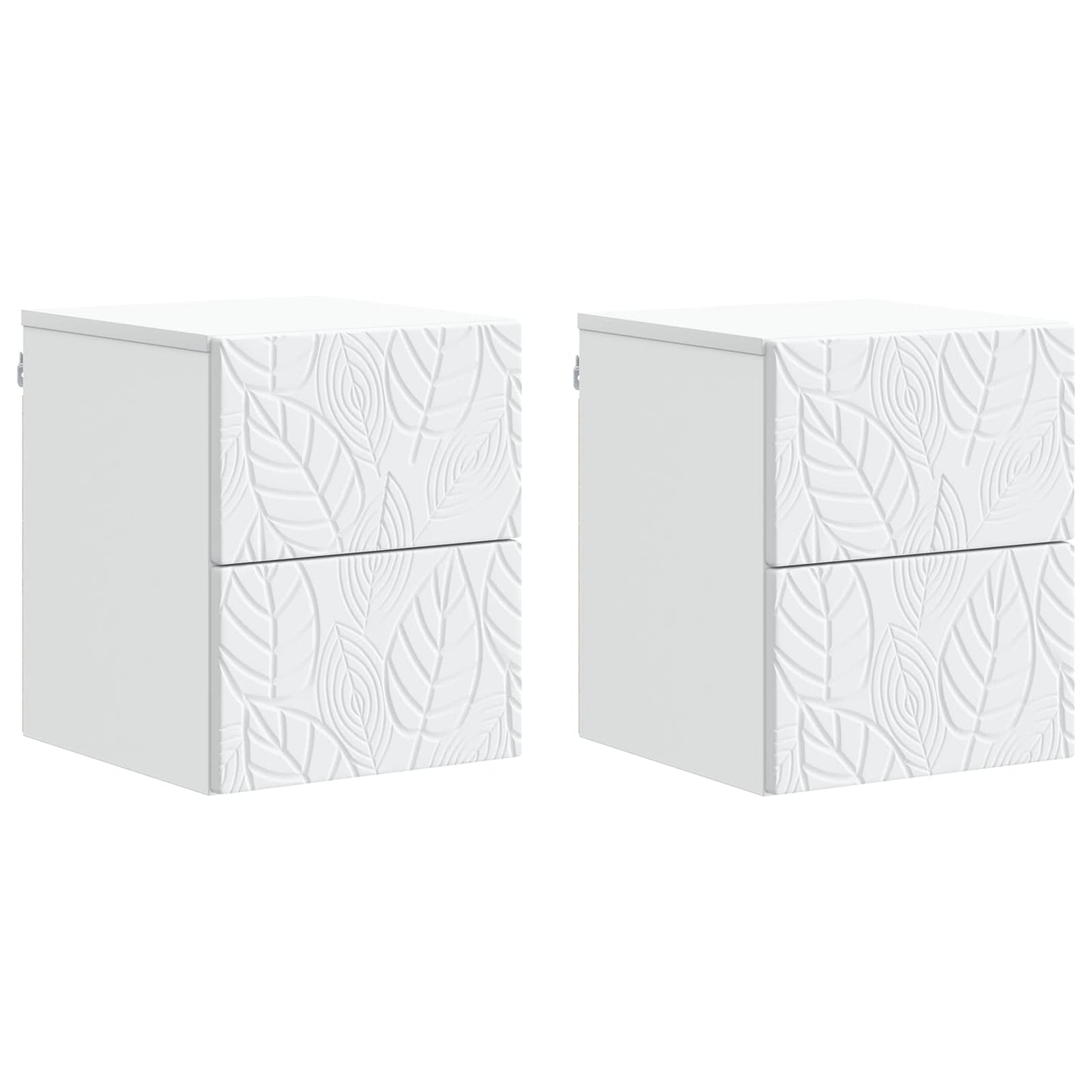 Wandbeugel Bedkast 2 pcs Wit 34,5 x 33 x 40 cm Bewerkt hout