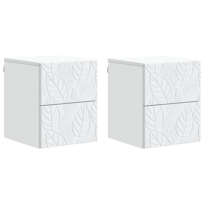 Wandbeugel Bedkast 2 pcs Wit 34,5 x 33 x 40 cm Bewerkt hout