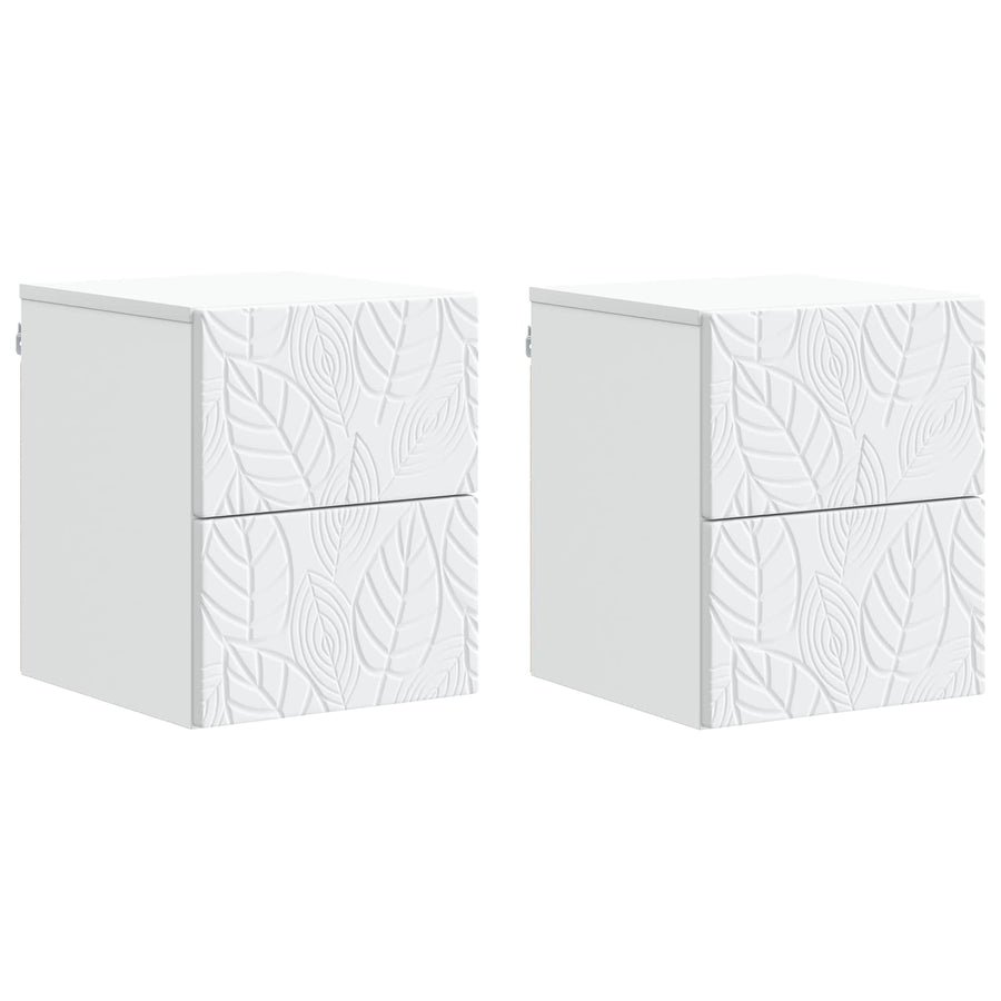 Wandbeugel Bedkast 2 pcs Wit 34,5 x 33 x 40 cm Bewerkt hout