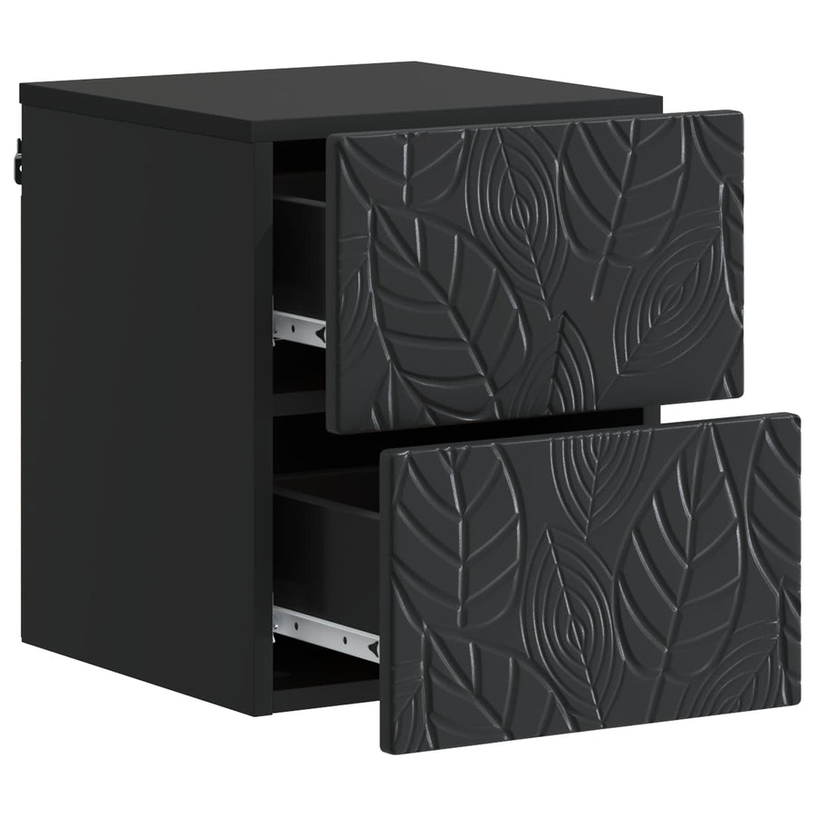 Wandbeugel Bedkast Zwart 34,5 x 33 x 40 cm Bewerkt hout