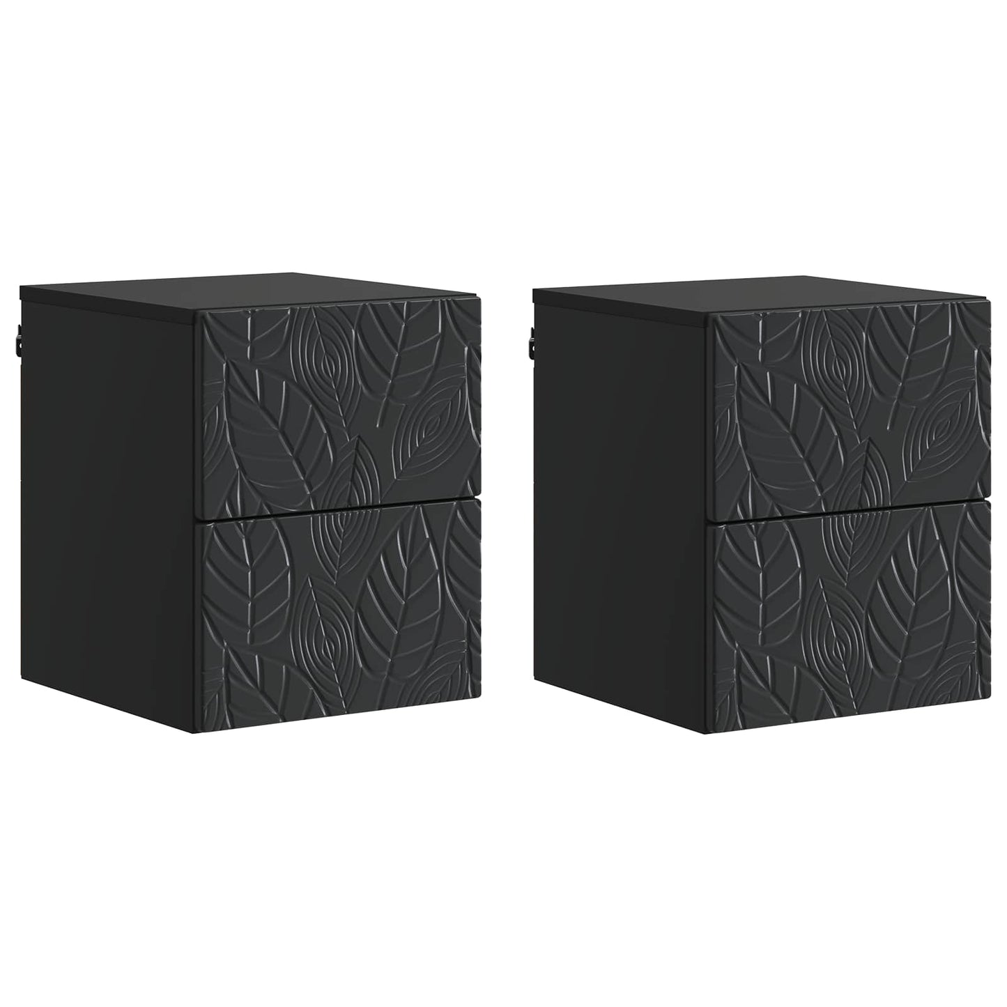 Wandbeugel Bedkast 2 pcs Zwart 34,5 x 33 x 40 cm Bewerkt hout
