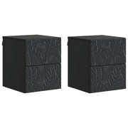 Nachtkastje muurmontage 2 stuks zwart 34,5x33x40 cm bewerkt hout