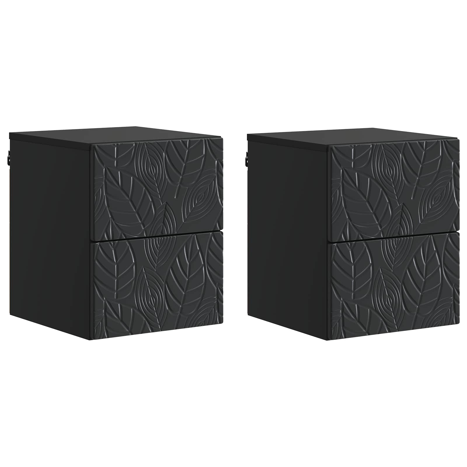 Wandbeugel Bedkast 2 pcs Zwart 34,5 x 33 x 40 cm Bewerkt hout