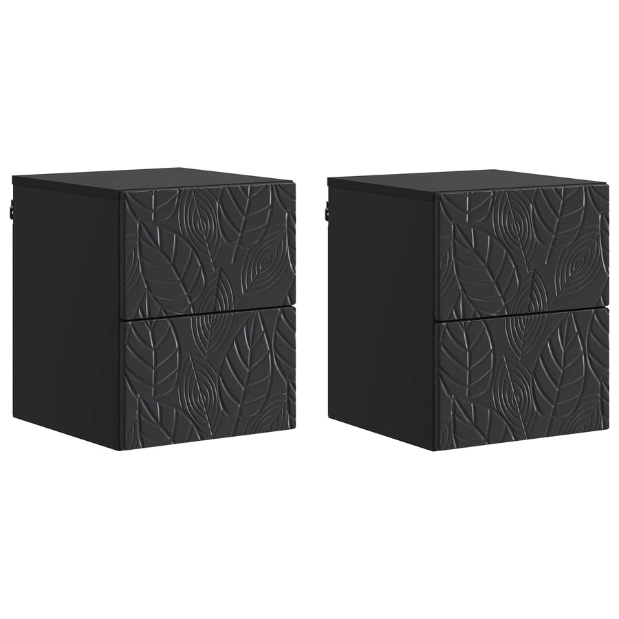 Wandbeugel Bedkast 2 pcs Zwart 34,5 x 33 x 40 cm Bewerkt hout