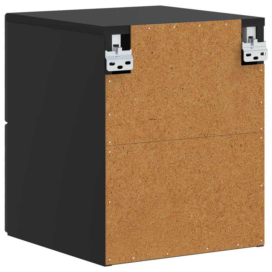 Wandbeugel Bedkast 2 pcs Zwart 34,5 x 33 x 40 cm Bewerkt hout