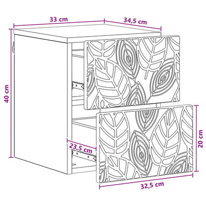 Wandbeugel Bedkast 2 pcs Zwart 34,5 x 33 x 40 cm Bewerkt hout