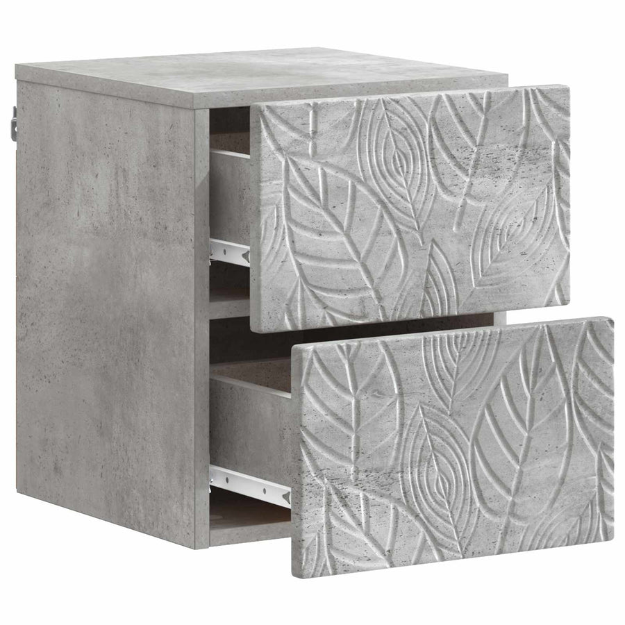 Wandbeugel Bedkast Betongrijs 34,5 x 33 x 40 cm Bewerkt hout