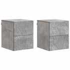 Nachtkastje muurmontage 2 stuks betongrijs 34,5x33x40 cm