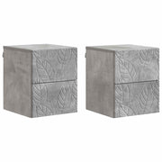 Nachtkastje muurmontage 2 stuks betongrijs 34,5x33x40 cm