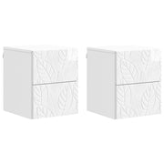 Nachtkastje 2 stuks hoogglans wit 34,5x33x40 cm muurmontage