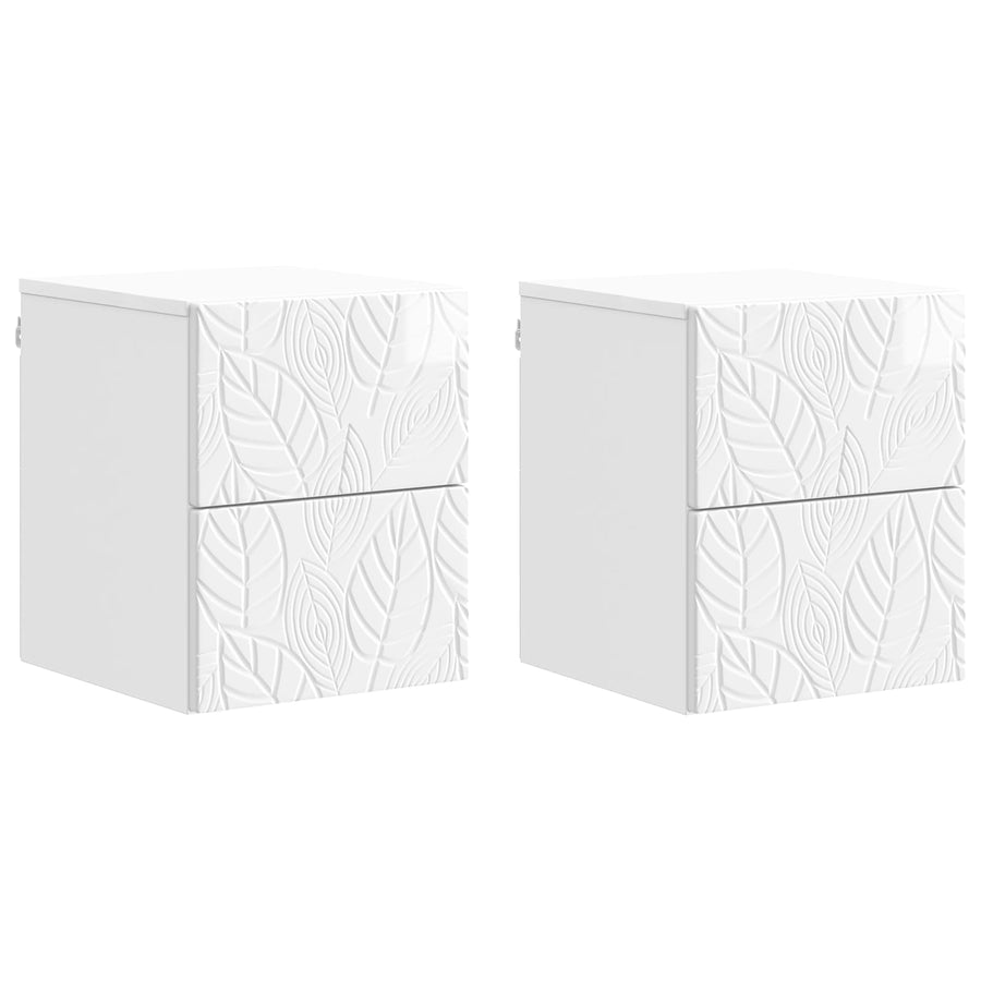 Wandbeugel Bedkast 2 pcs Hoogglans Wit 34,5 x 33 x 40 cm