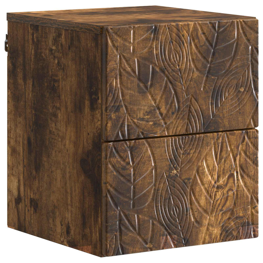 Wandbeugel Bedkast Gerookt eiken 34,5 x 33 x 40 cm Bewerkt hout
