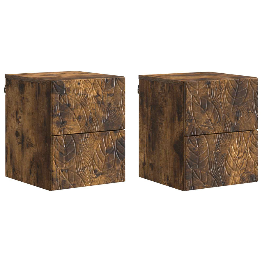 Wandbeugel Bedkast 2 pcs Gerookt eiken 34,5 x 33 x 40 cm