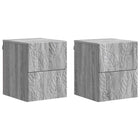 Nachtkastje 34,5x33x40 cm grijs bewerkt hout muurmontage 2 stuks