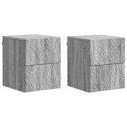 Nachtkastje 34,5x33x40 cm grijs bewerkt hout muurmontage 2 stuks