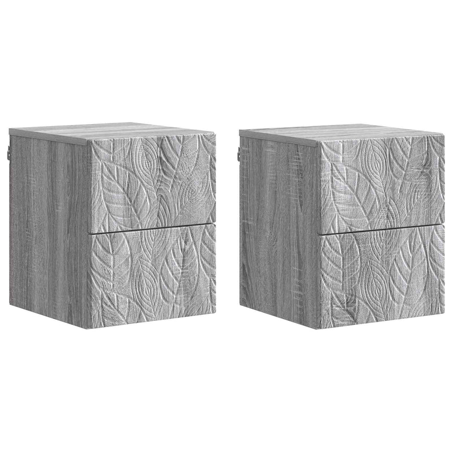Wandbeugel Bedkast 2 pcs Grijs Sonoma 34,5 x 33 x 40 cm