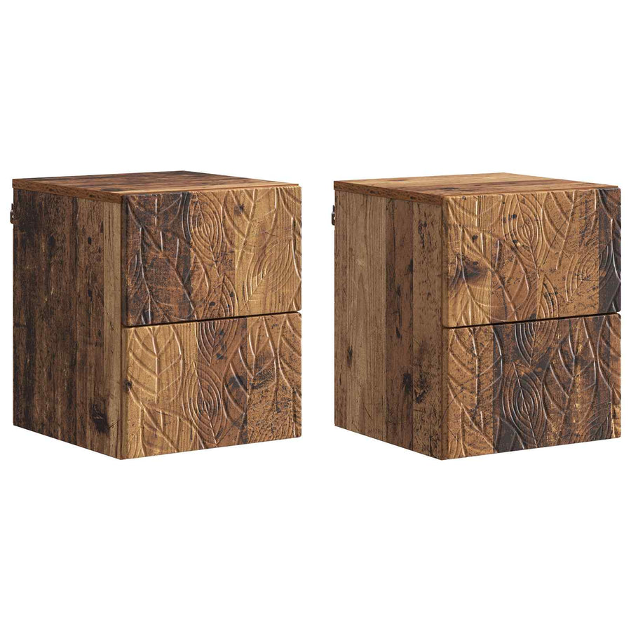 Wandbeugel Bedkast 2 pcs Oud hout 34,5 x 33 x 40 cm