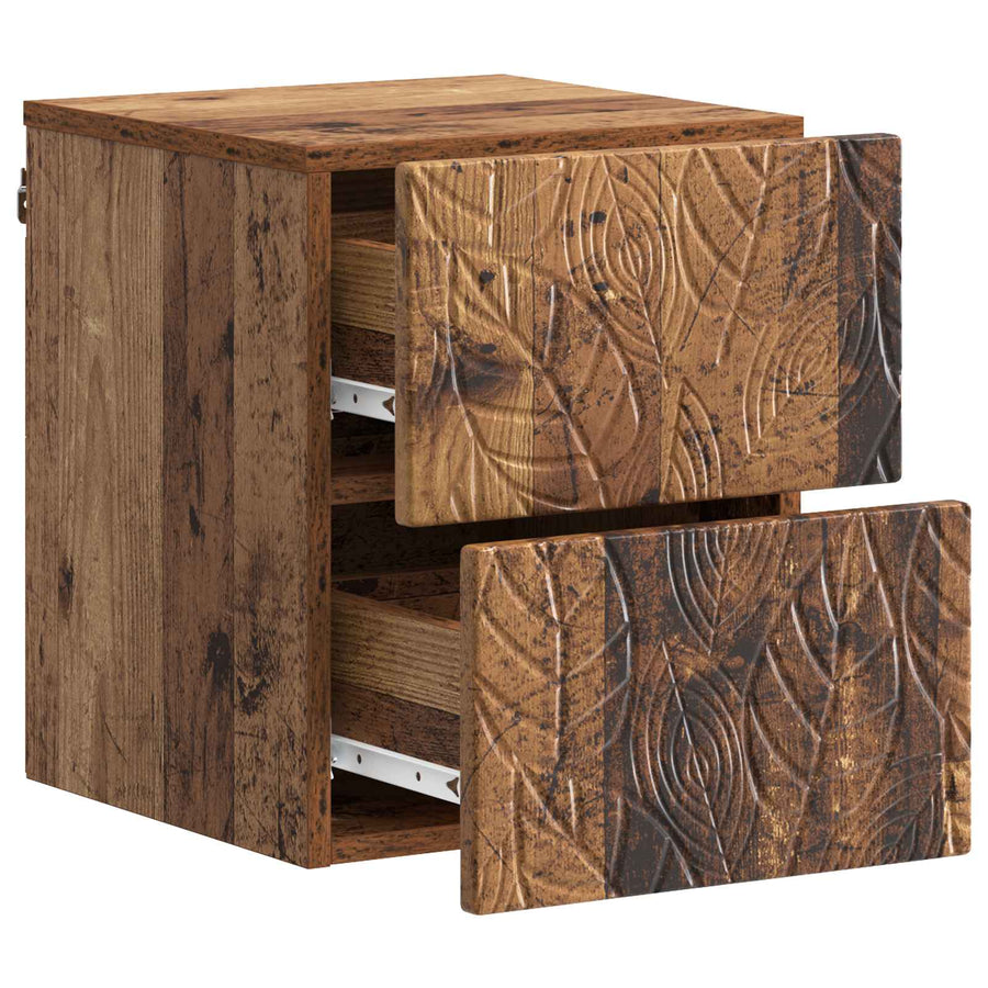 Wandbeugel Bedkast 2 pcs Oud hout 34,5 x 33 x 40 cm
