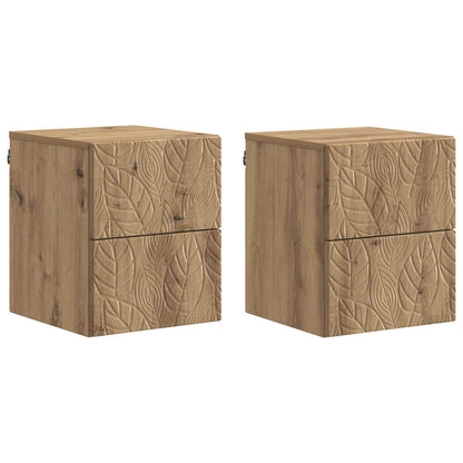 Wandbeugel Bedkast 2 pcs Artisanaal eiken 34,5 x 33 x 40 cm