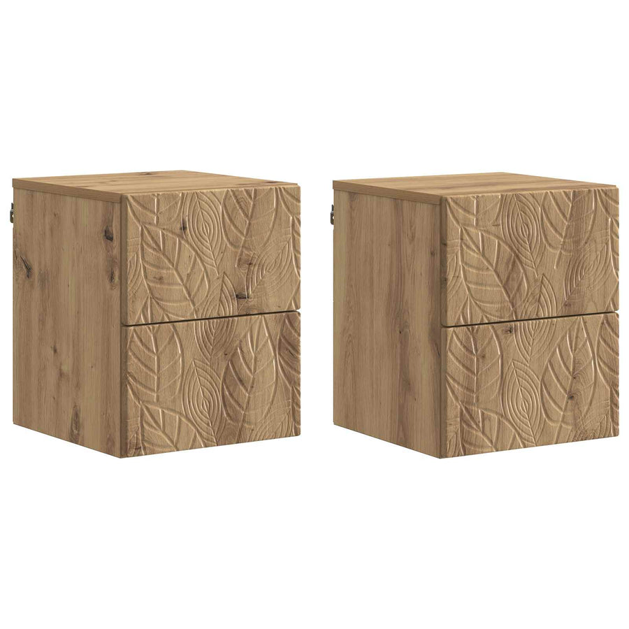Wandbeugel Bedkast 2 pcs Artisanaal eiken 34,5 x 33 x 40 cm