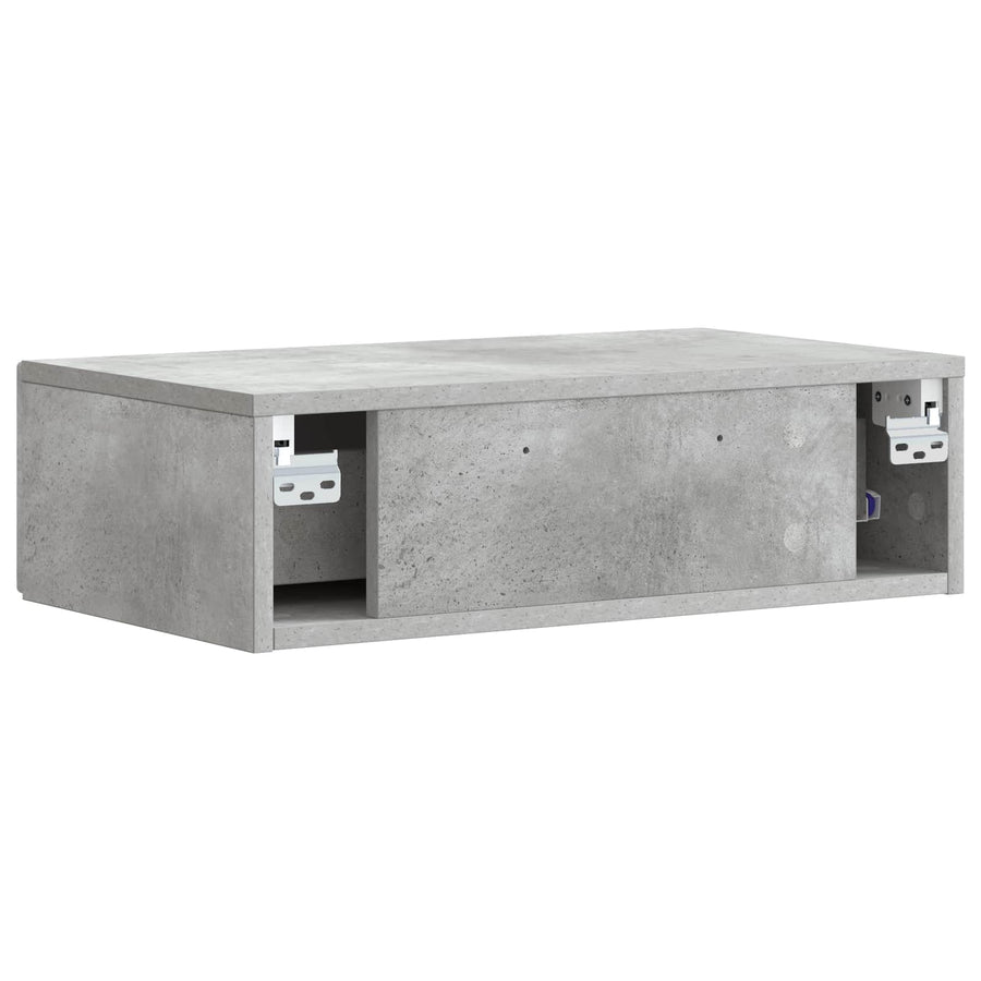 Wandmontage Zijtafel Betongrijs 59 x 34,5 x 17 cm Bewerkt hout