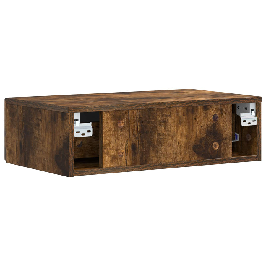 Wandmontage Zijtafel Gerookt eiken 59 x 34,5 x 17 cm