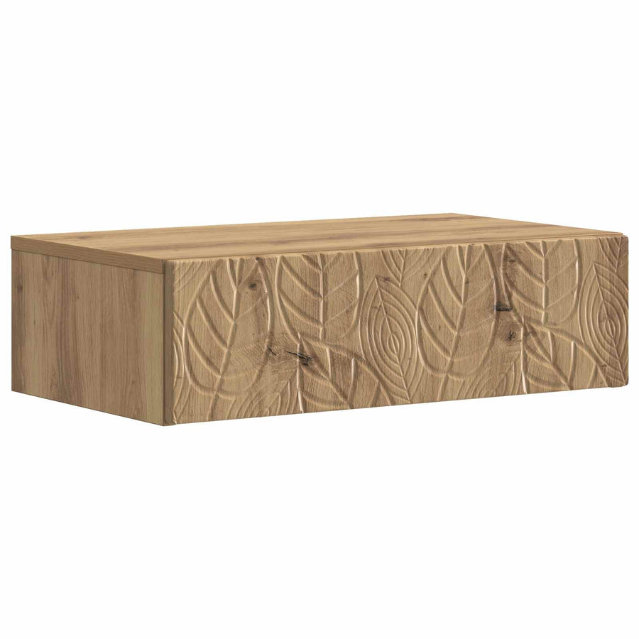 Wandmontage Zijtafel Artisanaal eiken 59 x 34,5 x 17 cm