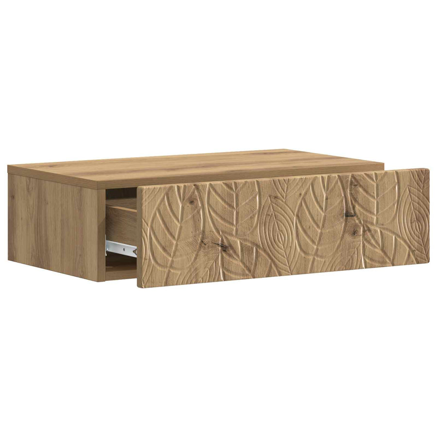 Wandmontage Zijtafel Artisanaal eiken 59 x 34,5 x 17 cm