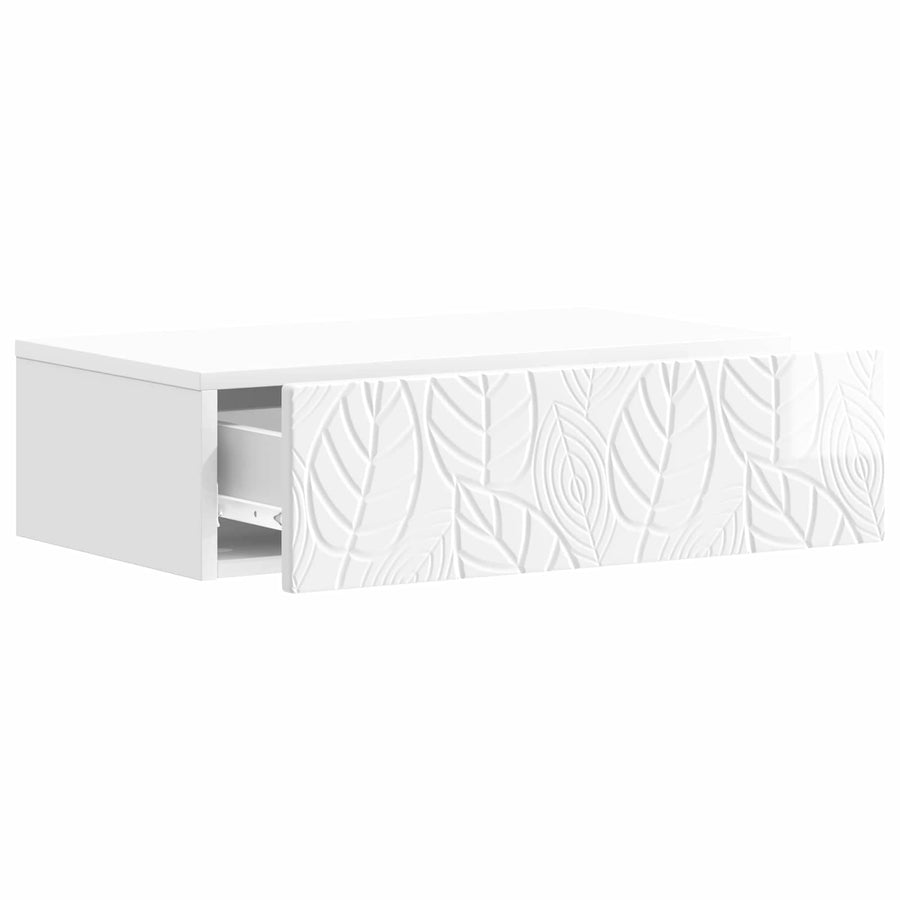 Wandmontage Zijtafel Hoogglans Wit 87,5 x 34,5 x 17 cm