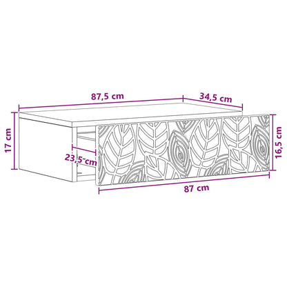 Wandmontage Zijtafel Artisanaal eiken 87,5 x 34,5 x 17 cm