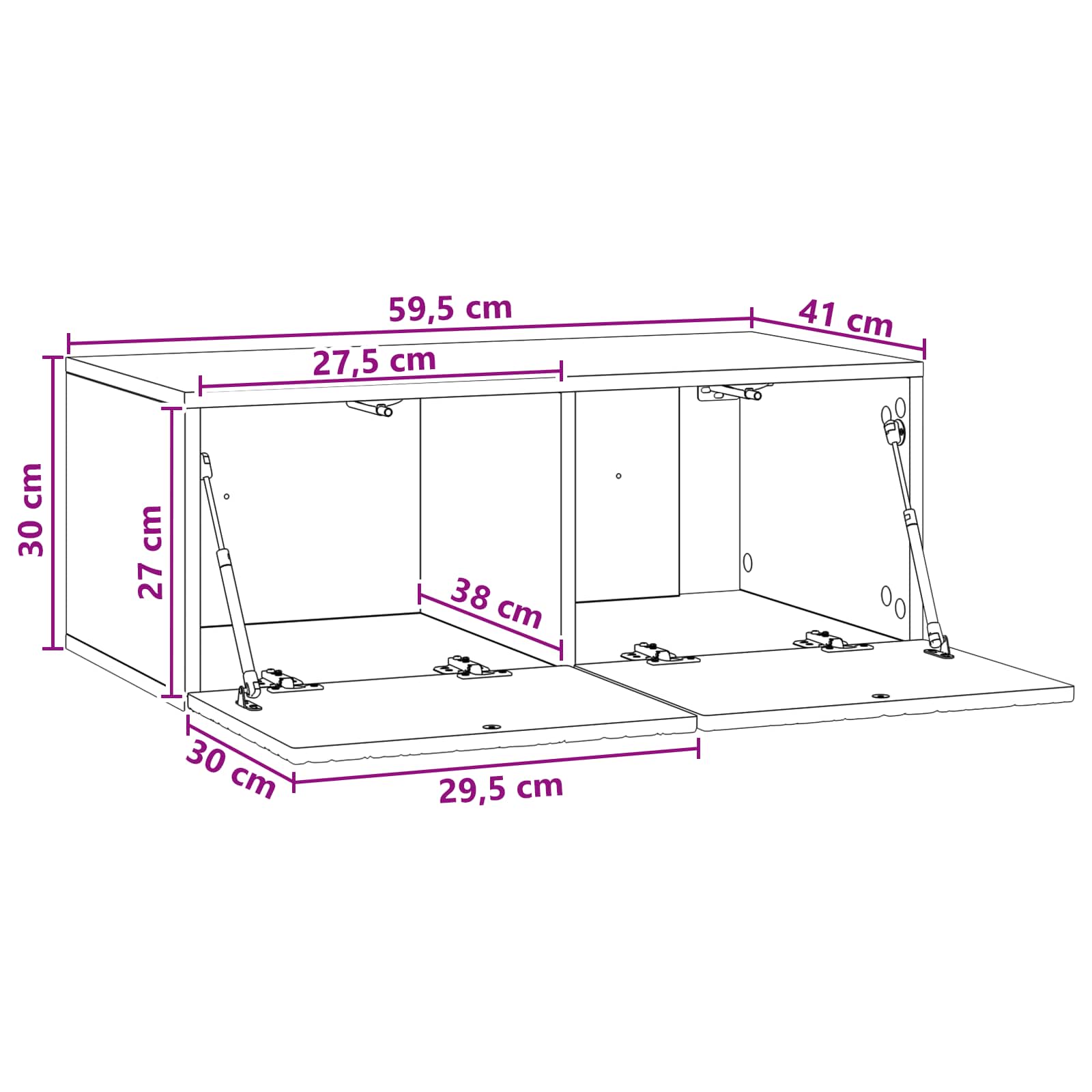 Wandbeugel TV-kast 59,5 x 41 x 30 cm Sonoma Eiken Bewerkt hout