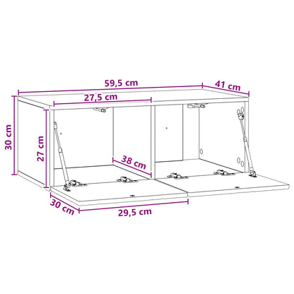 Wandbeugel TV-kast 59,5 x 41 x 30 cm Hoogglans Wit Bewerkt hout