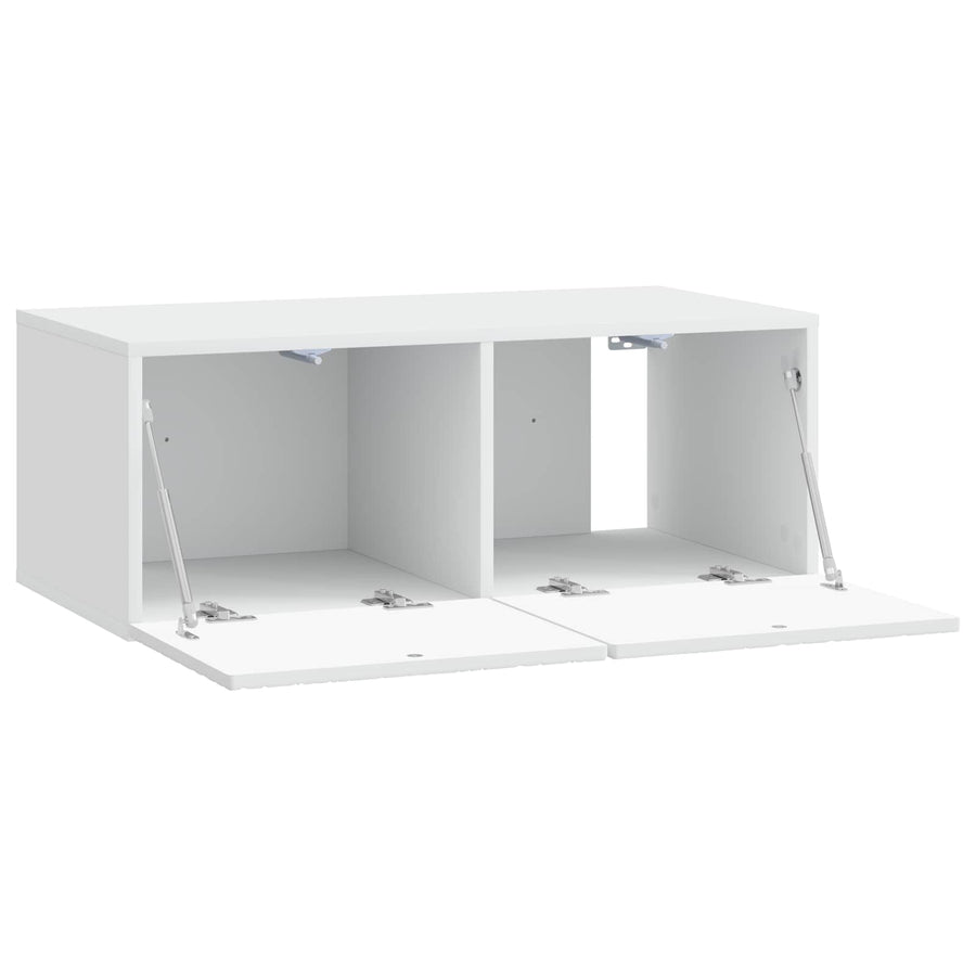 Wandbeugel TV-kast 98 x 41 x 30 cm Wit Bewerkt hout