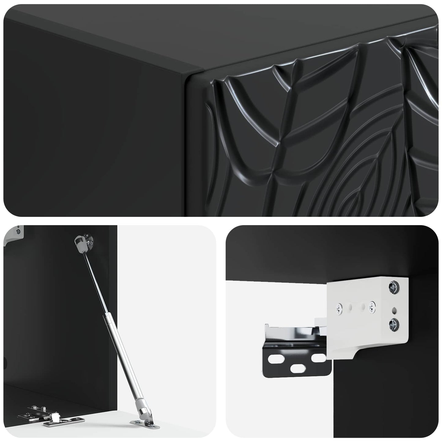 Wandbeugel TV-kast 98 x 41 x 30 cm Zwart Bewerkt hout