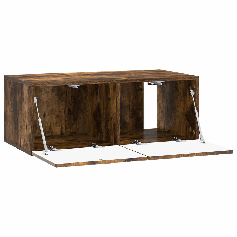 Wandbeugel TV-kast 98 x 41 x 30 cm Gerookt eiken Bewerkt hout