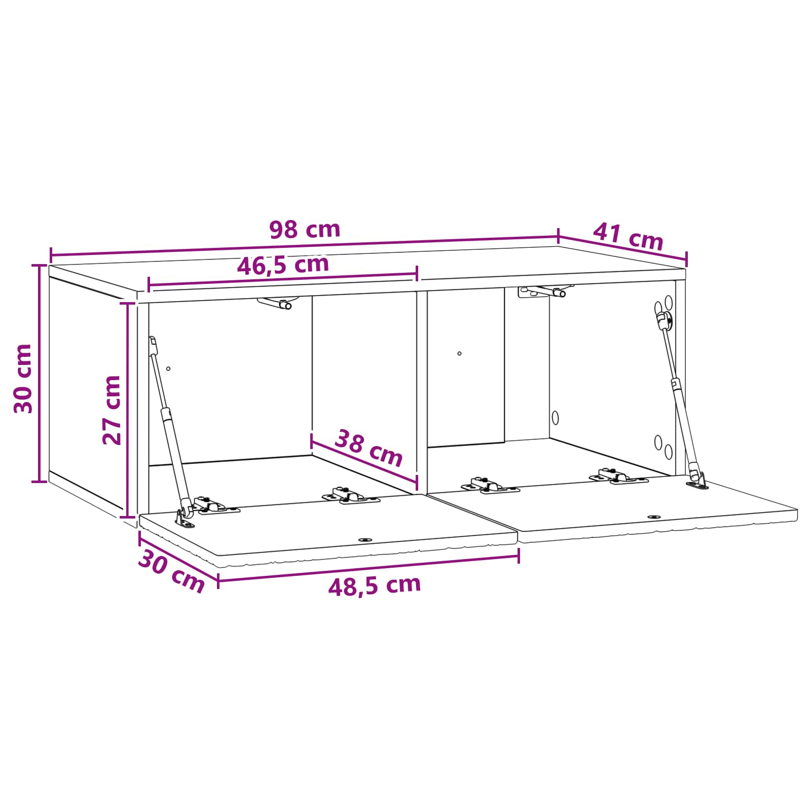 Wandbeugel TV-kast 98 x 41 x 30 cm Grijs Sonoma Bewerkt hout