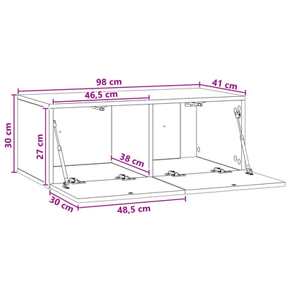Wandbeugel TV-kast 98 x 41 x 30 cm Oud hout Bewerkt hout