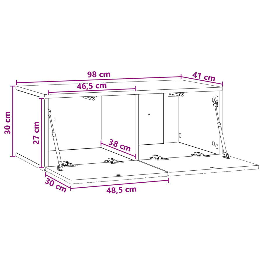 Wandbeugel TV-kast 98 x 41 x 30 cm Oud hout Bewerkt hout