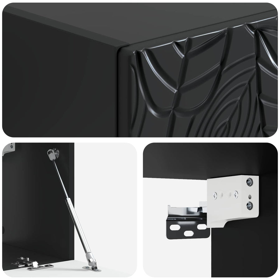 Wandbeugel TV-kast 59,5 x 31 cm Zwart Bewerkt hout