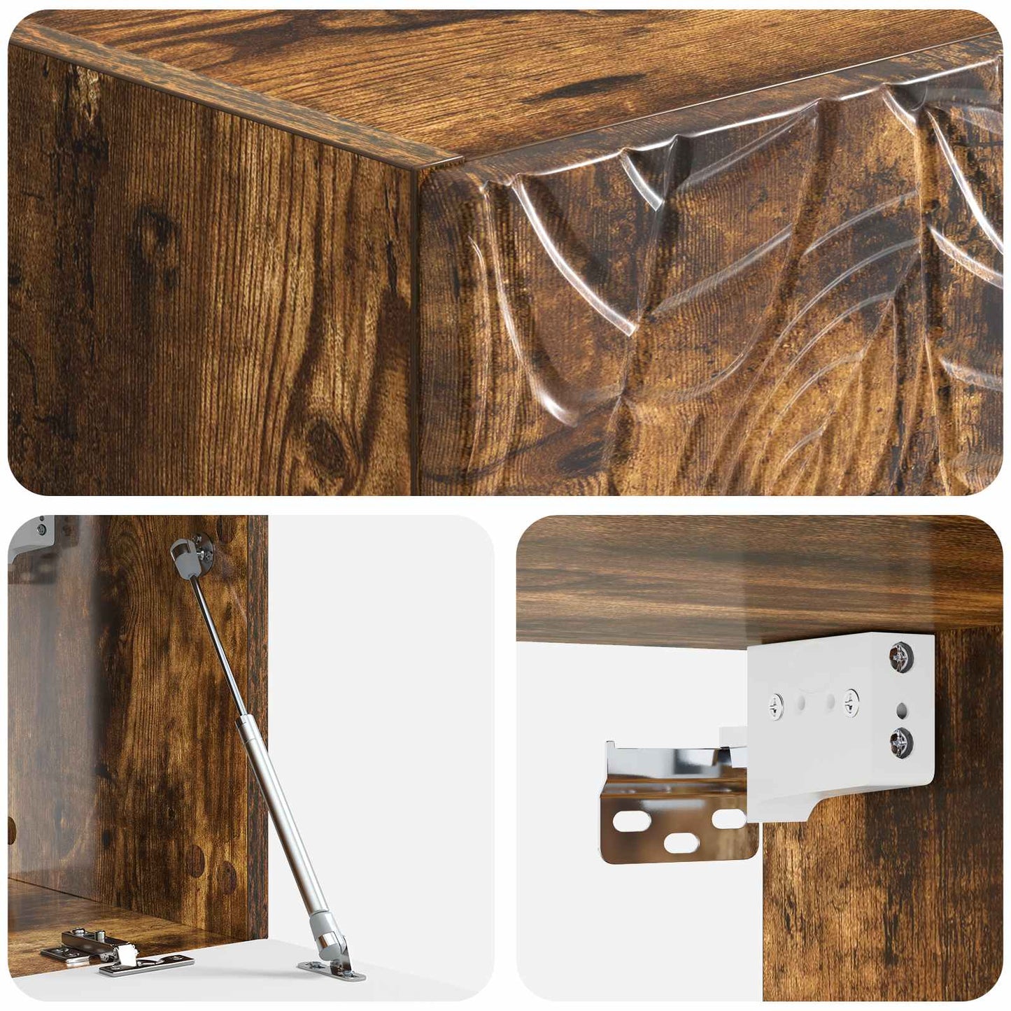 Wandbeugel TV-kast 59,5 x 31 cm Gerookt eiken Bewerkt hout