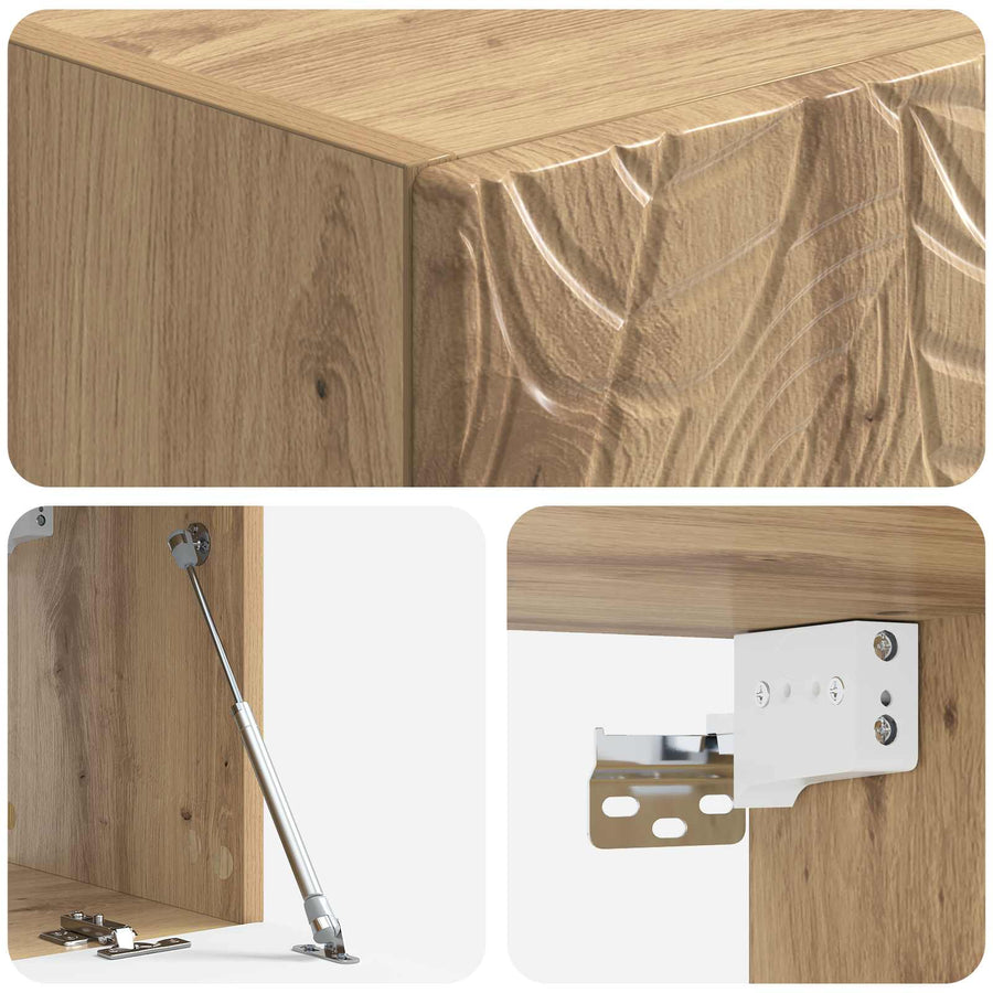 Wandbeugel TV-kast 59,5 x 31 cm Artisanaal eiken Bewerkt hout
