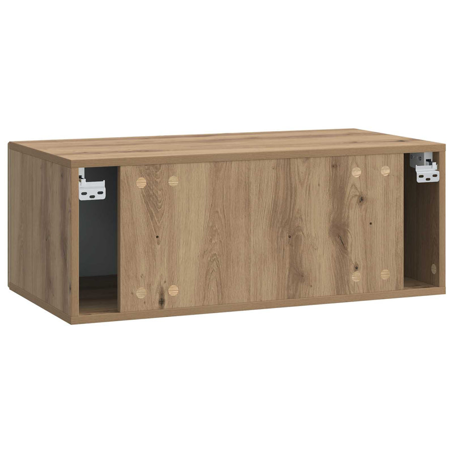 Wandbeugel TV-kast 59,5 x 31 cm Artisanaal eiken Bewerkt hout