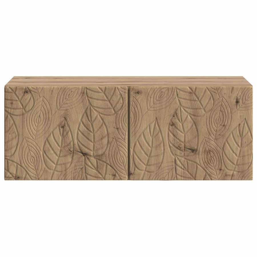 Wandbeugel TV-kast 59,5 x 31 cm Artisanaal eiken Bewerkt hout