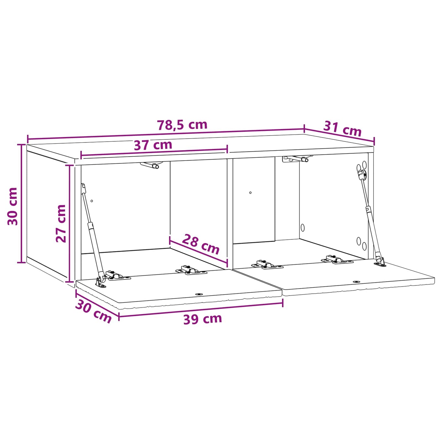 Wandbeugel TV-kast 78,5 x 31 cm Wit Bewerkt hout Wandgemonteerd