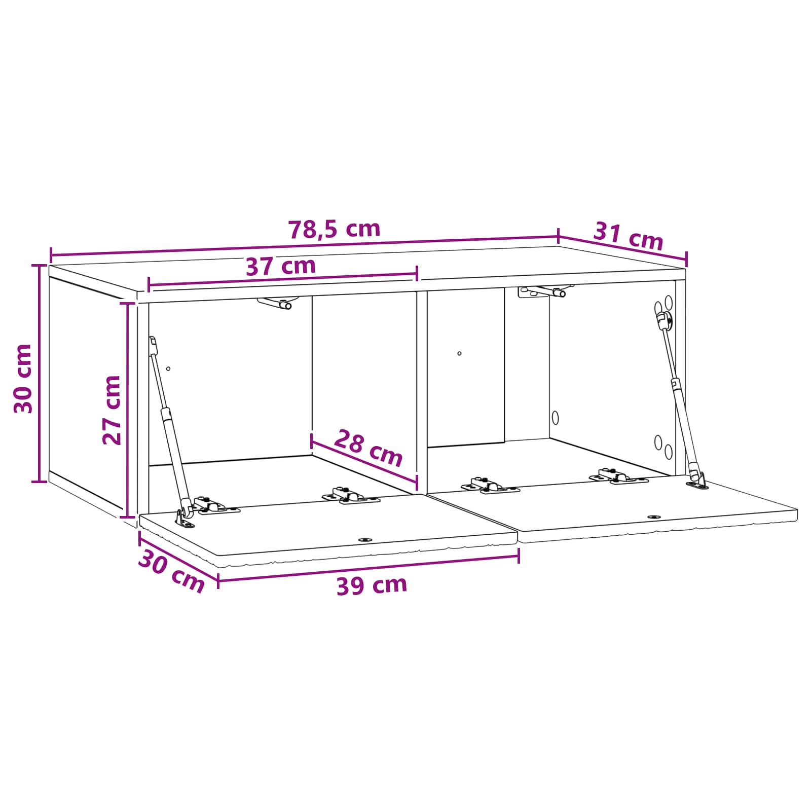 Wandbeugel TV-kast 78,5 x 31 cm Wit Bewerkt hout Wandgemonteerd