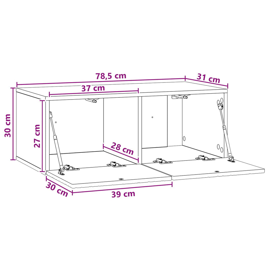 Wandbeugel TV-kast 78,5 x 31 cm Wit Bewerkt hout Wandgemonteerd