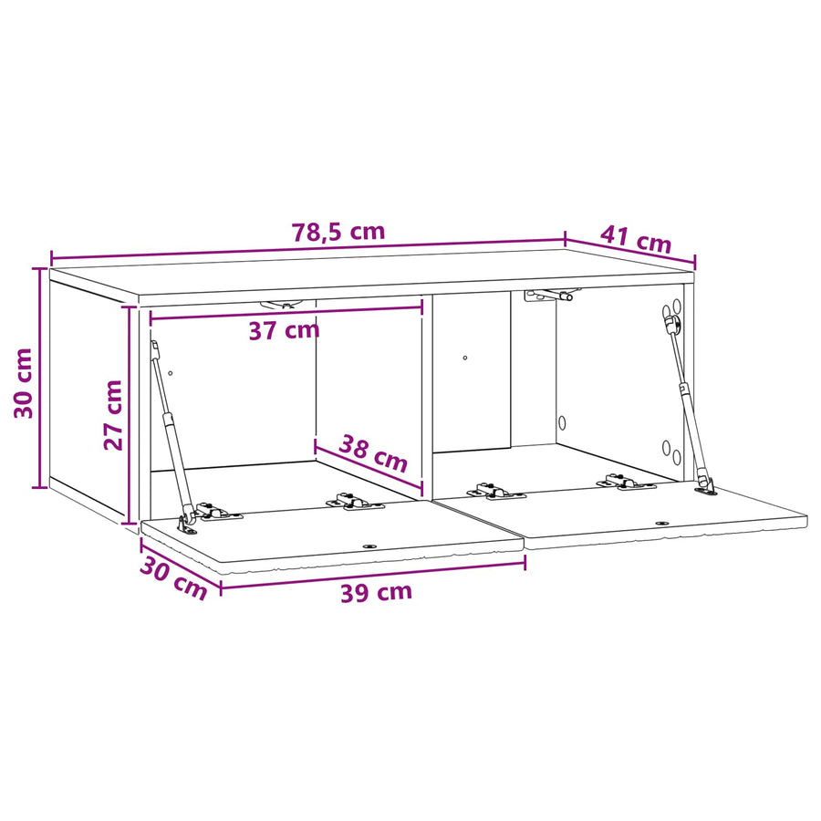 Wandbeugel TV-kast 78,5 x 31 cm Oud hout Bewerkt hout