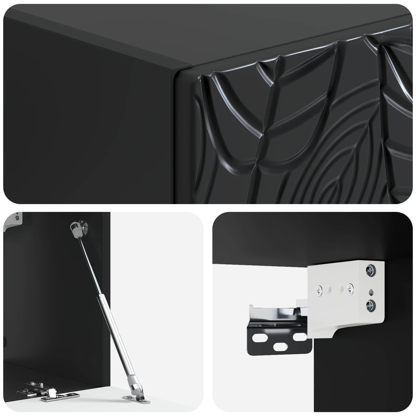 Wandbeugel TV-kast 98 x 31 cm Zwart Bewerkt hout Wandgemonteerd