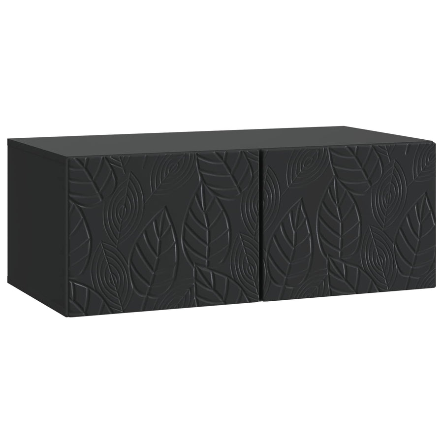 Wandbeugel TV-kast 98 x 31 cm Zwart Bewerkt hout Wandgemonteerd